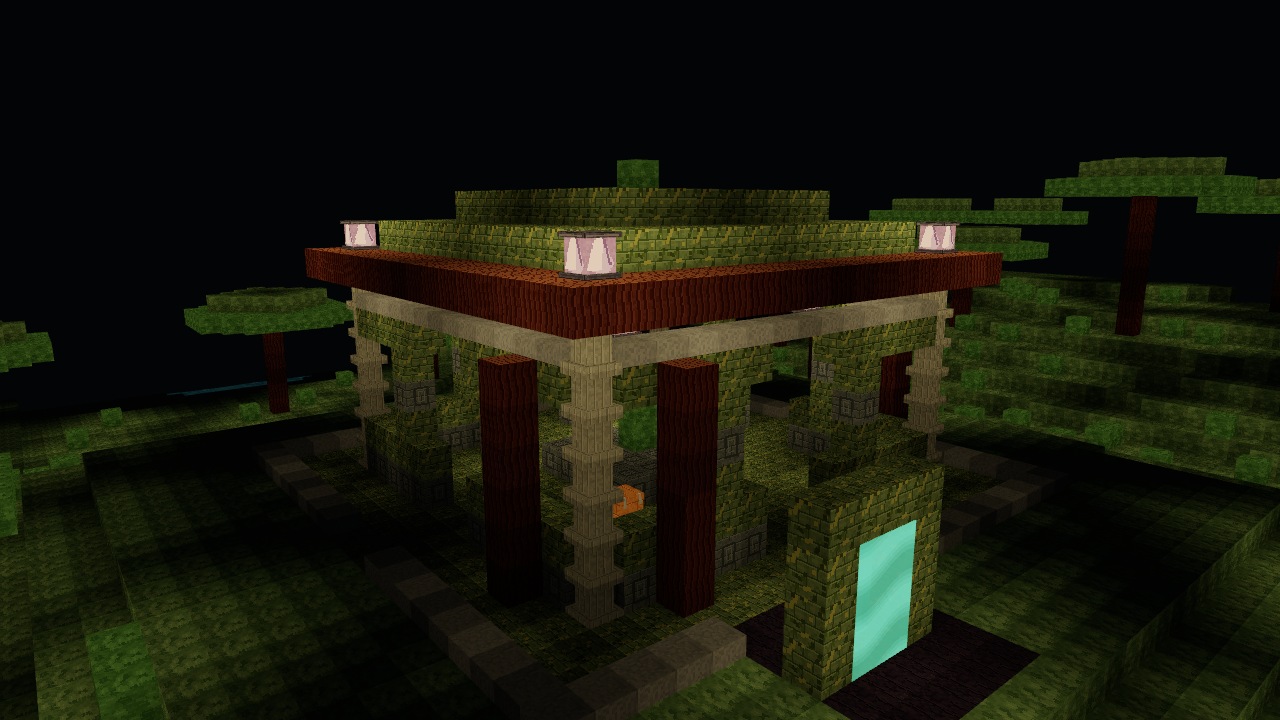 A green portal and lantern-lit sanctuary in the Deepwood